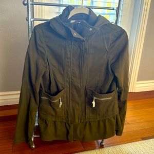 Zara peplum hooded  green jacket
